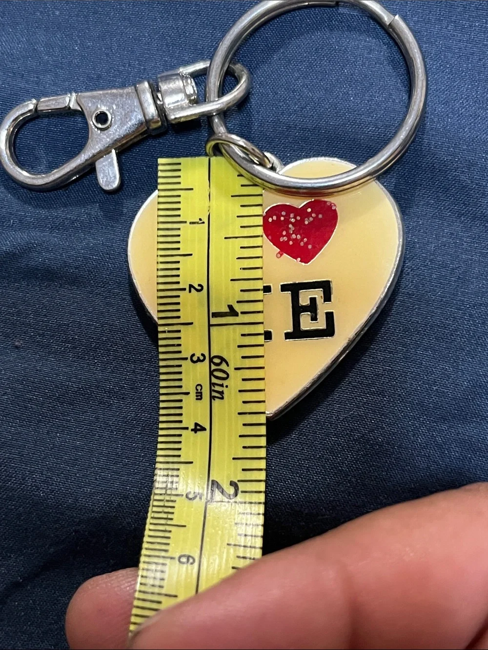Yellow Heart Key & Card Holder Charm with Red Heart Accent